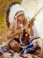 Mike Desatnick, Brave's Bow, oil on Masonite