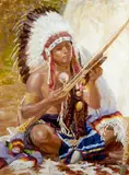 Mike Desatnick, Brave's Bow, oil on Masonite