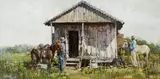 Clark Hulings, Mississippi Cabin, 1976, oil on canvas