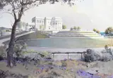 James Erwin Boren, The L.D.B. Corporation (Louis Schreiner Mansion), 1988, watercolor and gouache on paper