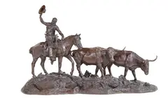 Joe Neil Beeler, Up the Trail, 1969, bronze with brown patina