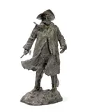 Joe Neil Beeler, The Buffalo Hunter, bronze with greenish brown patina