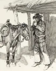 Ready to Work by Joe Neil Beeler, charcoal on paper heightened with white, sold Feb 2019