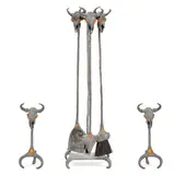 Tracy Beeler, Six piece fireplace tool set and pair of andirons