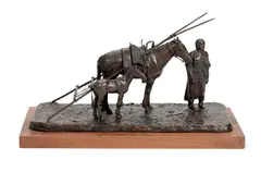 Nick Eggenhofer, Indian Woman with Travois, 1967, bronze with dark brown patina
