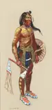 Ned Jacob, Shoshone Warrior, gouache and charcoal on paper