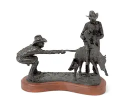 Little Cowboy's Delight by Bill Owen, 1980, bronze with green and brown patina, sold Feb 2019