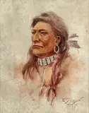 Edgar S. Paxson, Untitled (Indian Man), 1915, watercolor on paper