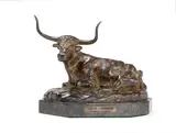 Texas Steer Longhorn (Recast) by Charles Marion Russell, bronze with brown patina, sold Feb 2019