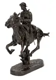 The Trooper (Recast) by Frederic Remington, 1984, bronze with dark brown patina, sold Feb 2019