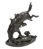 The Wicked Pony (Recast) by Frederic Remington, 1984, bronze with dark brown patina, sold Feb 2019
