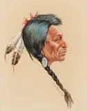 Olaf Wieghorst, Indian Portrait Profile, watercolor and ink on paper