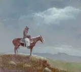 Olaf Wieghorst, Nighttime Cowboy, gouache and watercolor on paper