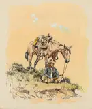 Olaf Wieghorst, Long Day, watercolor and ink on paper
