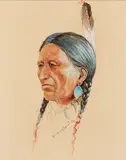 Olaf Wieghorst, Indian Head Portrait, watercolor and ink on paper