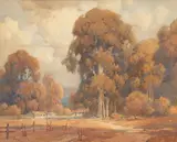 A Ranch Amidst a Eucalyptus Grove by Percy Gray, watercolor on paper, sold Nov 2019