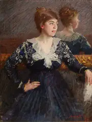 Matteo Sandona, Woman by a Mirror, oil on canvas