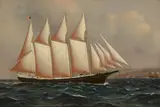 William Edgar, The California Schooner H.D. Bendixen off Point Bonita, oil on canvas