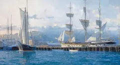 David Thimgan, Baron Aberdare, Vallejo Street Wharf, San Francisco, circa 1880, oil on canvas
