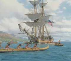Mark Richard Myers, The Hancock off Lahaina, Maui, 1791, watercolor on paper