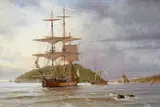 Caleb Whitbeck, Santiago at Trinidad Bay, Northern California, 1775, oil on canvas