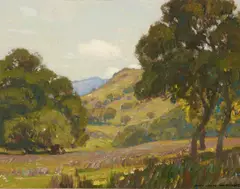 Rolling Hills and Wildflowers by William Wendt, oil on canvas, sold Nov 2019