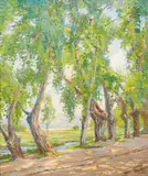 Anna Althea Hills, Spring in the Desert - Palm Springs, California - March, oil on canvasboard