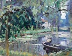 Joseph Raphael, Mr. Wiggin's Fish Pond, oil on canvas