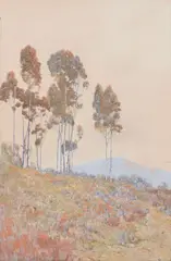 Charles A. Fries, Trees on a Hillside, pastel on paper affixed to board