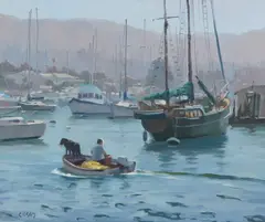 John Cosby, Dog Day in Newport, oil on canvas