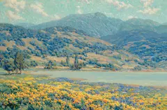 Granville Redmond, Lakeside Wildflowers, oil on canvas