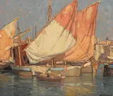 Italian Boats by Edgar Alwin Payne, oil on canvas, sold Nov 2019