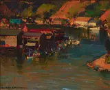 Alfred R. Mitchell, Boats at Noyo, 1955, oil on board