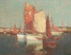 Edgar Alwin Payne, French Fishing Boats Off the Coast, oil on canvas