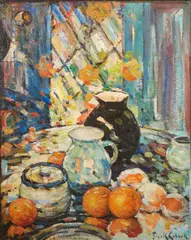 Frank Coburn, Still Life - Ceramics and Oranges, oil on canvas
