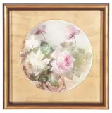 Franz Bischoff, Pink Roses, 1905, hand painted ceramic plate