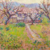 Donna N. Schuster, Tending the Garden, oil on canvas