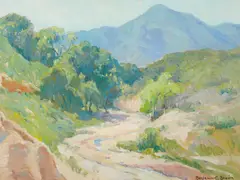 Near Elsinore- Dark Canyon by Benjamin Brown, oil on canvasboard, sold Nov 2019