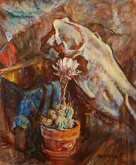 Clarence K. Hinkle, Still Life with Cactus, oil on canvas