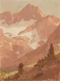 Glaciers and Mountains in the Sierras by Edgar Alwin Payne, oil on canvas affixed to board, sold Nov 2019