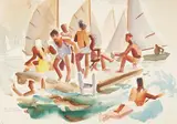 Rex Brandt, Summer at Balboa, watercolor and pencil on paper