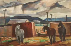 Frank Harmon Myers, Ranch, Santa Fe, 1932-1933, oil on canvasboard