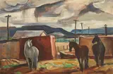 Frank Harmon Myers, Ranch, Santa Fe, 1932-1933, oil on canvasboard