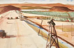 Rex Brandt, Two Mile Mud Pie (Cajalco Dike), circa 1937, watercolor on paper