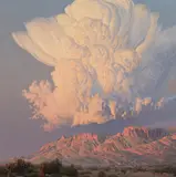 Wilson Hurley, Thunderstorm Building in the Sandias, 1998, oil on canvas affixed to honeycomb fiberglass