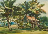House in Puako, Hawaii by Emil Kosa Jr., watercolor on paper, sold Nov 2019