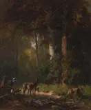 Thomas Hill, Deer Watering, Paper Mill Creek