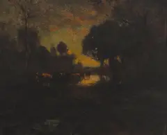 Sunset by William Keith, circa 1905, oil on board, sold Aug 2019