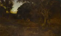 Riders in a landscape by William Keith, oil on canvas, sold Aug 2019