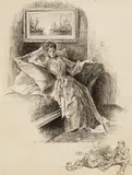 Charles Dana Gibson, Reclining woman, ink and graphite on Bristol board